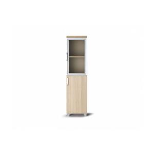 KON-H160X38X40 DOSYA DOLAP 3 RAFLI 4 GÖZLÜ YARIM AHŞAP YARIM CAM KAPAKLI