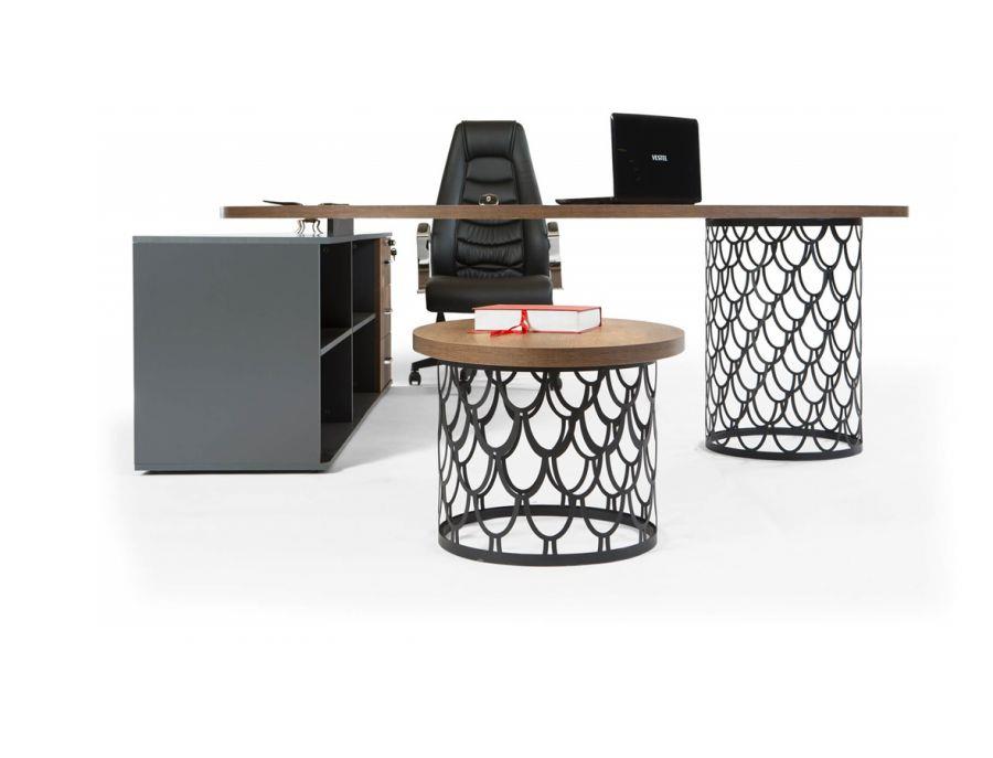 TOK-PREMIUM TM 3010 ETAJERLİ 220X180 YÖNETİCİ MASASI+SEHPA